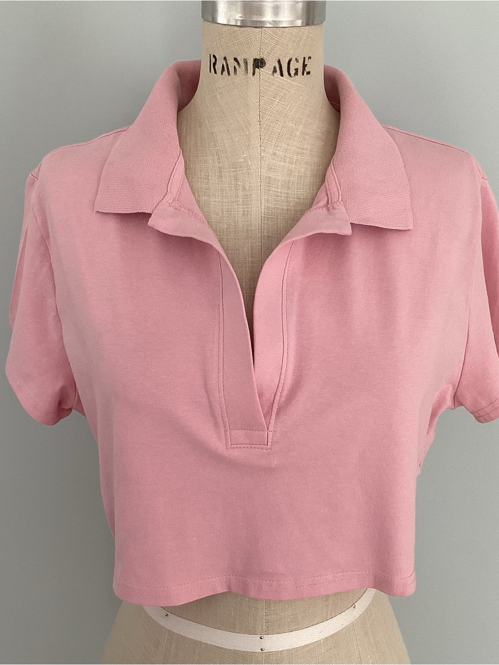 H&M Divided Womens Pink Cropped Polo Top Size XLarge